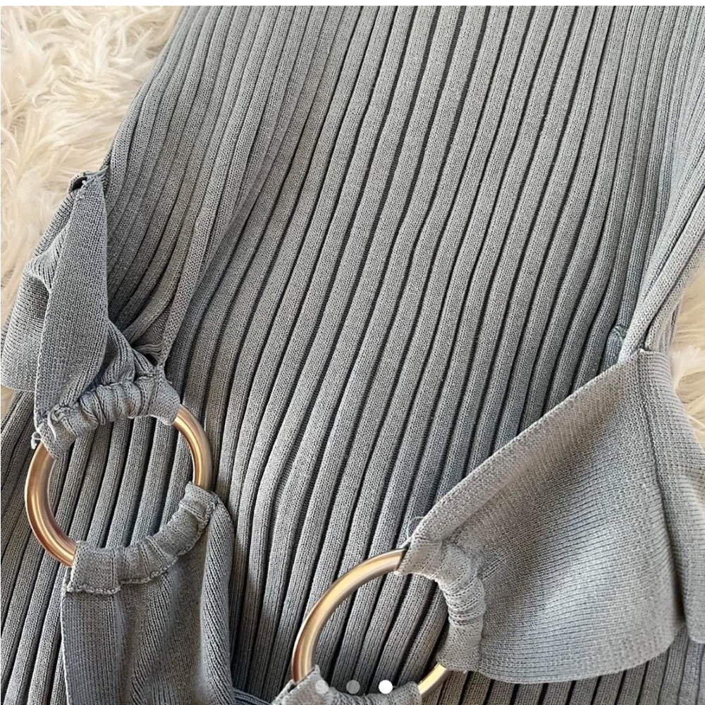Light Blue Ribbed Turtleneck - Picture 2 of 3